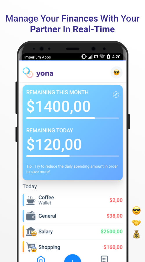 Yona - Money, Budgets Manager, Finance For Couples screenshot 1
